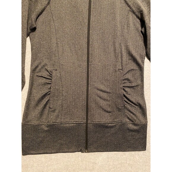 Mondetta Hoodie Women's Medium Gray‎ Chevron Stretch Thumb Hole Sleeve Full-Zip - Picture 3 of 16